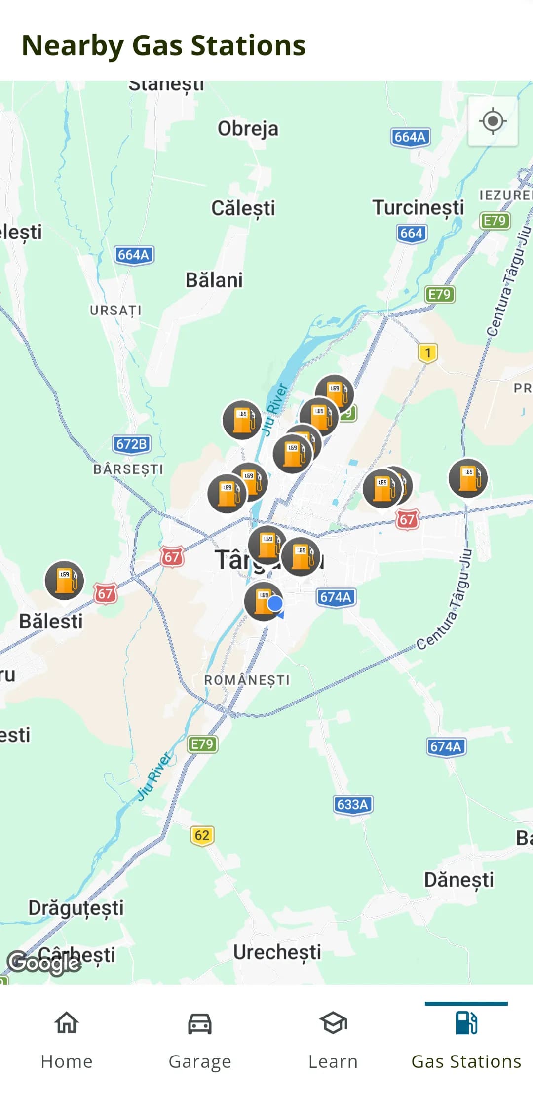 AutoMetric Nearby Gas Stations Map Feature